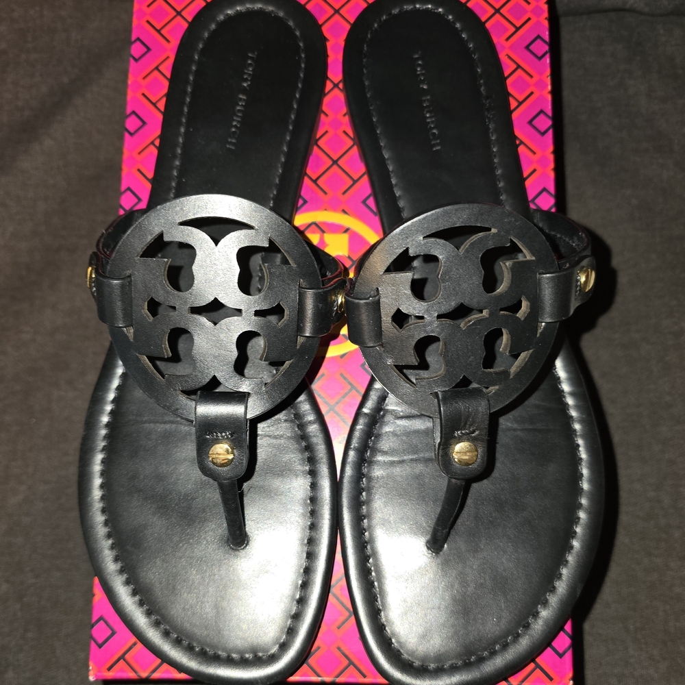 Tory Burch Black Miller Sandals Size 9